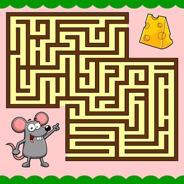 Cartoon maze game education for kids help the mouse get to the cheese ...