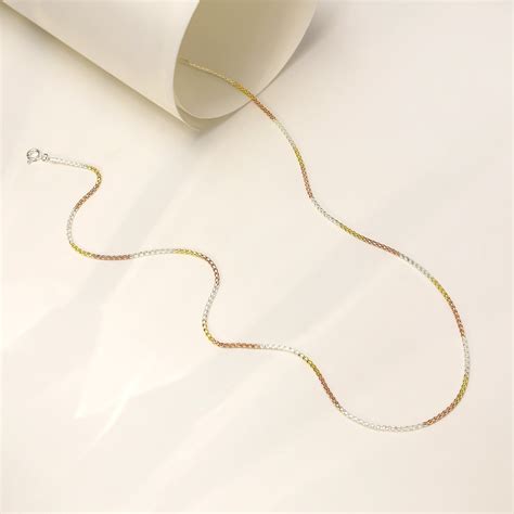 Tricolour Plated Silver Link Chain