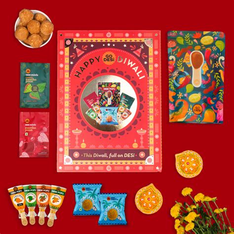 Shubh Diwali Gift Hamper | Indian Mithai, Desi Popz, Diyas | Diwali Gi