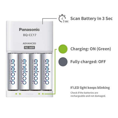 Panasonic Eneloop CC17N advanced charger for AA & AAA rechargeable Bat ...