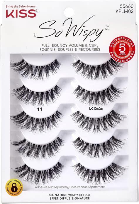 Amazon.com: Kiss So Wispy Pompadour Lashes 5 Pairs (Pack of 3) : Beauty ...