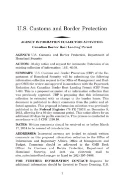 Fillable Online cbp AGENCY INFORMATION COLLECTION ACTIVITIES: Canadian ...