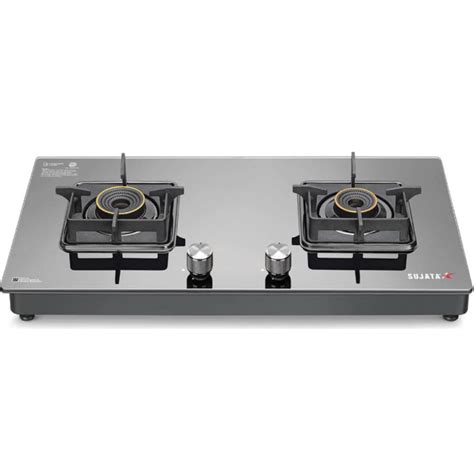 Sujata Cooktop Premium AI, 2 Burner Glass Top Auto Ignition Forged Bra ...
