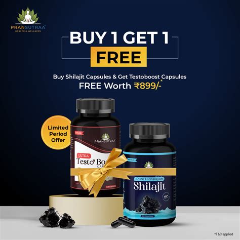 Pransutraa Pure Himalyan Shilajit 60 Capsules with Free Testoboost