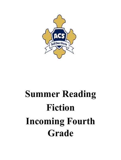 Fillable Online Summer Reading Fiction Incoming Fourth Grade Fax Email ...