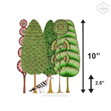 Set of 6 Pichwai Trees & Hoopoe - Wall Decorative Stickers / Decal ...