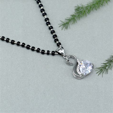 925 sterling silver Swan diamond Mangalsutra pendant, best women's girl ...