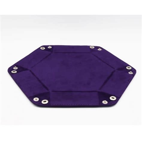 Leatherette & Velvet Hex Dice Tray: Navy with Purple - Sanctum Games