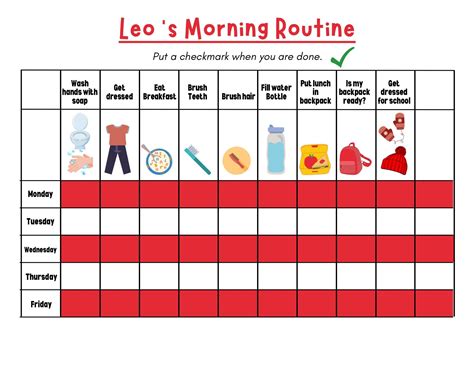 Image result for Morning Routine Behavior Chart