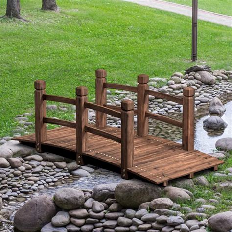 Giantex 5 FT Wooden Garden Bridge, Classic Wood Arc Footbridge w/Safety Rails & 400 lbs Capacity ...