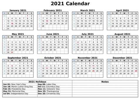 free printable printable pdf 2021 calendar