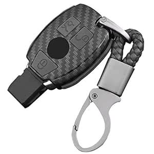Black Carbon Fiber Pattern + Silicone Keyless Remote Key Fob Flip Key ...