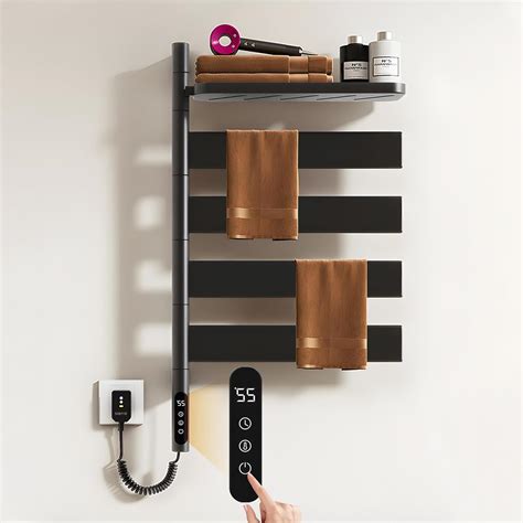 Swivel Heated Towel Rack, Wall Mounted Electric Towel Warmer Rack, 4 ...