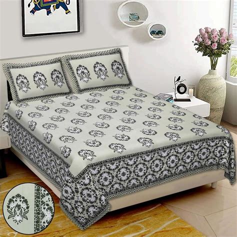 Indigo Block Printing Bed Sheet - Indigo Block Printing Bedsheet ...