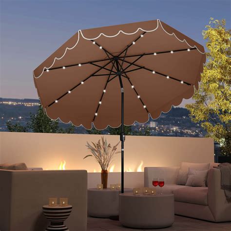 Costway 9.3 FT Solar Patio Umbrella Outdoor Market Sunshade with 24 LED ...