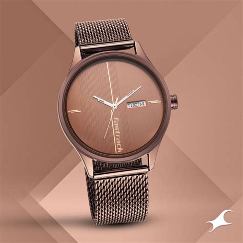 Buy Online Fastrack Style Up Quartz Analog with Day and Date Brown Dial ...