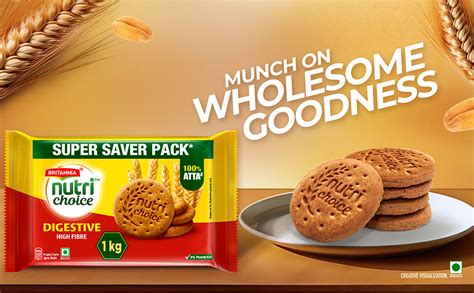 Britannia Nutri Choice High Fibre Digestive Biscuits, 250 g Pack of 4 ...
