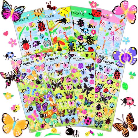 Birds, Bugs & Butterflies Nature Fluffy Stickers – Giftoo