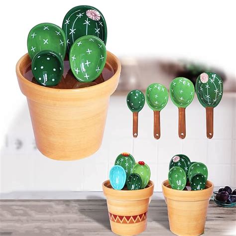 creative cactus ceramic measuring spoon,cactus measuring spoons set in ...