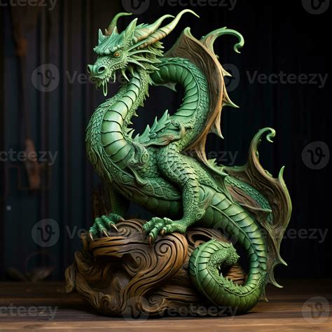 Green wooden dragon, new year 2024. 27594681 Stock Photo at Vecteezy