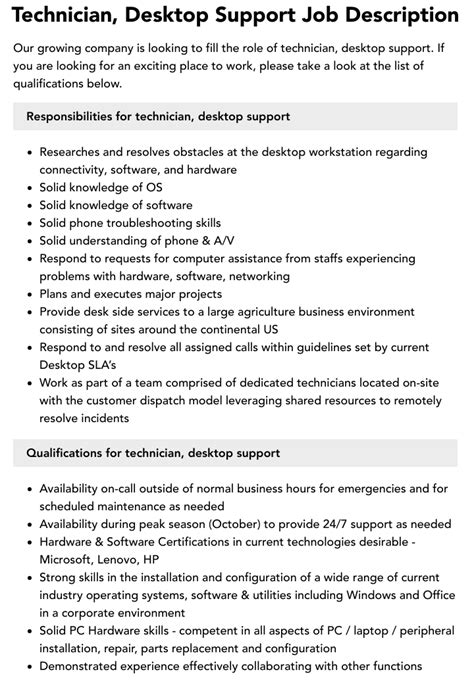 Image result for Computer Tech Support Job Description