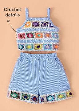 Shop Online 2-Pc Crochet Blouse & Shorts at ₹779