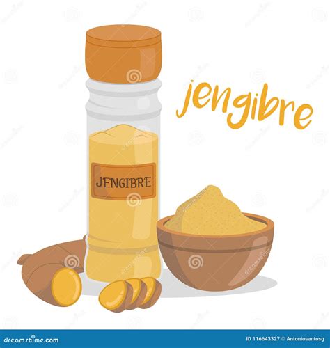 Vector Ginger Illustration Isolated in Cartoon Style. Spanish Name ...