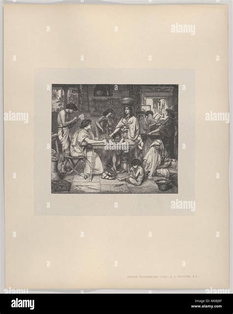 This engraving shows Joseph distributing corn during famine ...