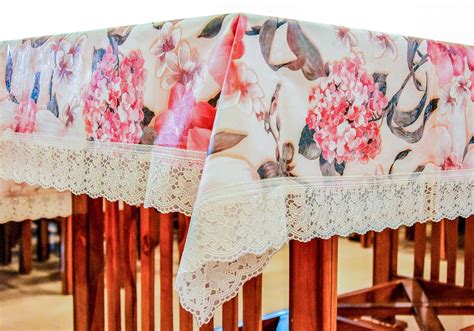 Buy Lefco® Floral Print with White Lace PVC 6 Seater Dining Table Cover ...