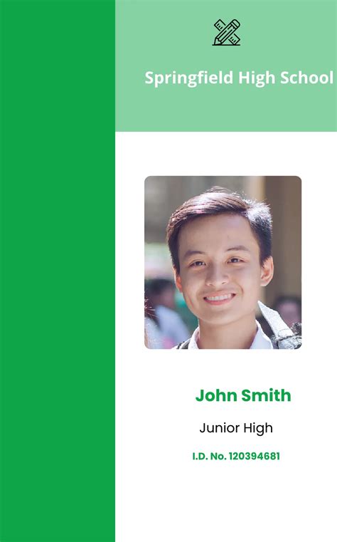 Free High School ID Card Template to Edit Online