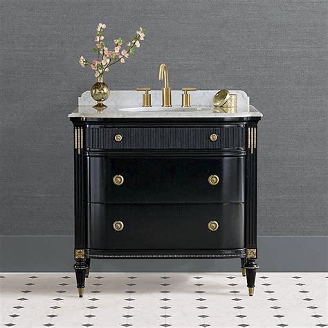 Regency Bow Front 36" Single Bath Vanity with Carrara Marble & Gold Accents