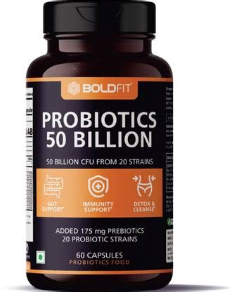 BOLDFIT Probiotic Supplement Pre Probiotics And Prebiotics 50 Billion ...