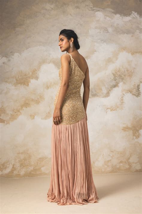 Couture by Niharika - Peach One Shoulder Gown - Elahe