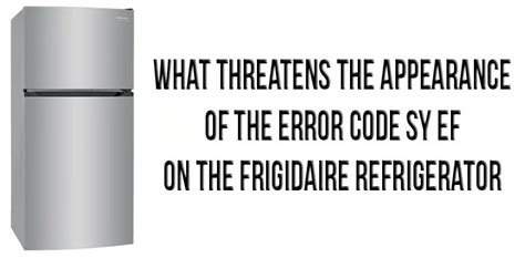 Image result for Frigidaire Error Code Sy Ef