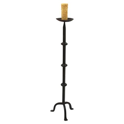 Spanish Medieval Hand Forged Iron Candle Stand / Floor Candle Holder ...
