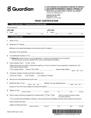Life Trust Certification Form - Fill Online, Printable, Fillable, Blank ...