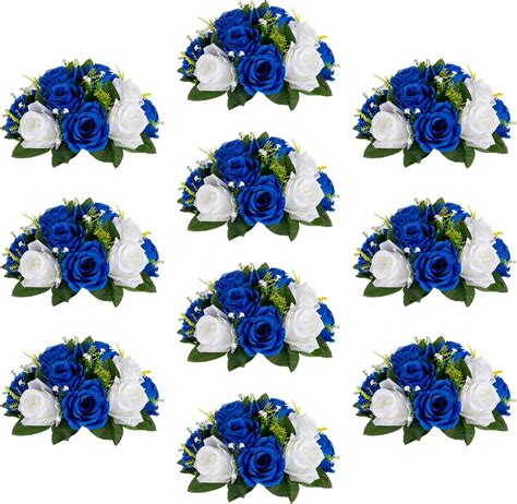 Amazon.com: Sziqiqi Blue Artificial Flowers for Decoration Fake Kissing ...