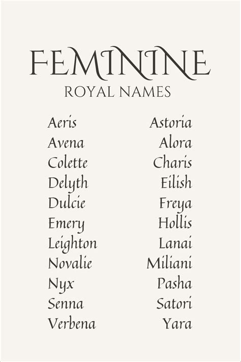 Feminine royal names writer inspiration character names – Artofit