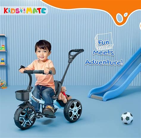 Kidsmate ToddlerBike with Seatbelt & Basket – Blue - Mumpa