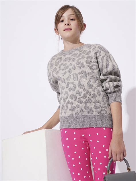 GIRLS GREY PRINTED PULLOVER