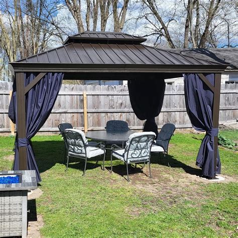 PURPLE LEAF Gazebo 10' X 13' Outdoor Hardtop Gazebo Galvanized Steel ...