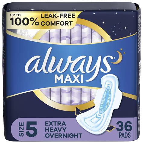 Always Maxi Feminine Pads for Women, Size 5 Extra Heavy Overnight ...
