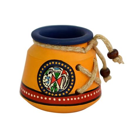 ExclusiveLane Terracotta Warli Hanpainted Table Top Organiser Knitted ...