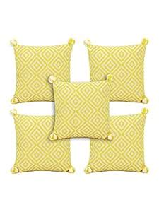 Buy Mezposh Lemon Yellow & Off White Diamond Embroidered Cotton Acrylic ...