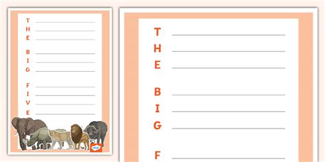 The Big Five Acrostic Poem Template