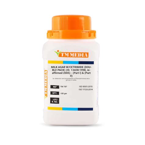TM Media MILK AGAR W/CETRIMIDE (DOUBLE PACK) (IS: 13428:1998 ...