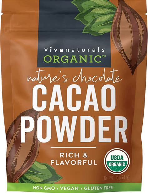 Buy Viva Naturals Cacao Powder, 1lb - Unsweetened Cacao Powder With ...