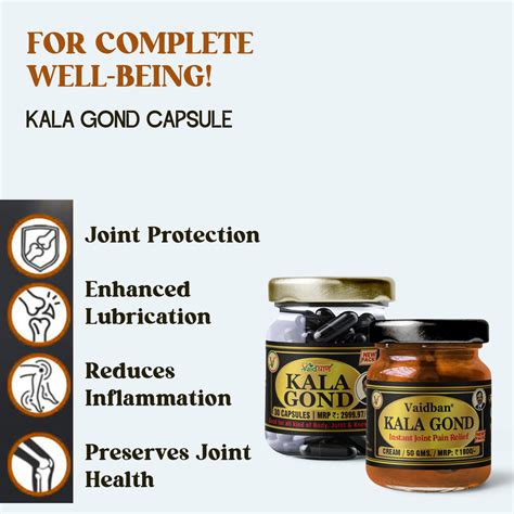 Kala Gond Cream + Kala Gond Capsule Combo Pack- Joint Pain Relief ...