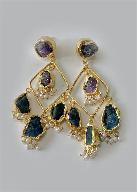 Get Rough Stone Drop Brass Earring at ₹ 1200 | LBB Shop