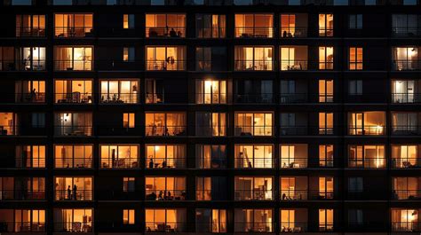 Facade lighting, Apartment building, Building windows